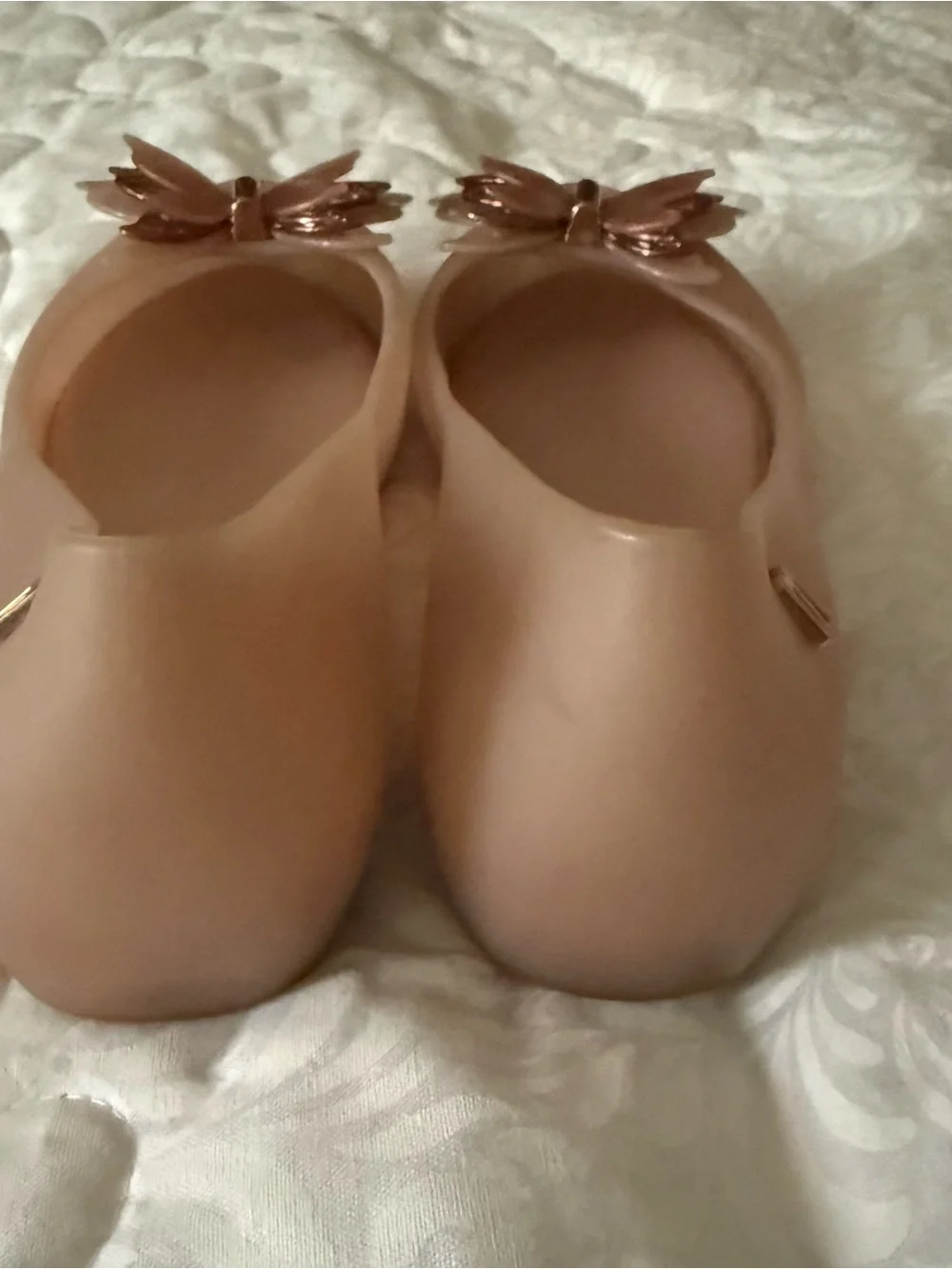 Melissa Girls Nude Pink Butterfly Jelly Flats